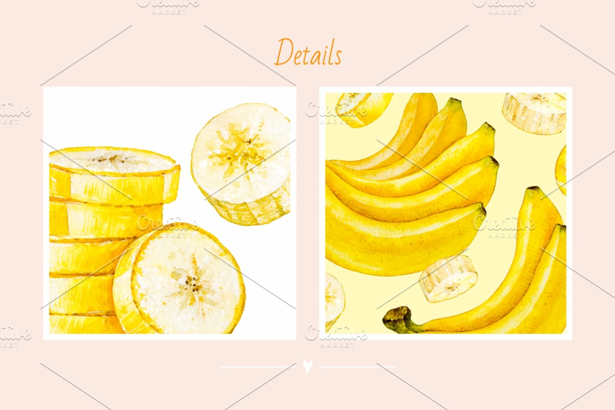 Banana. Watercolor., a Food Illustration by Ekaterina Mikheeva (Photo 4 of 4)