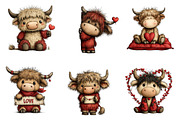 Valentines Highland Cow Clipart, an Illustration by Dream Creation (Thumbnail 4 of 7)