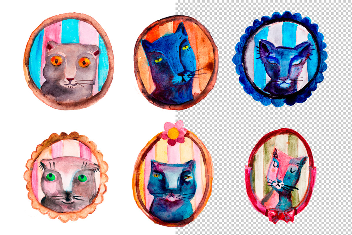 Watercolor cats portraits, a Person Illustration by Kotozoid (Photo 2 of 3)