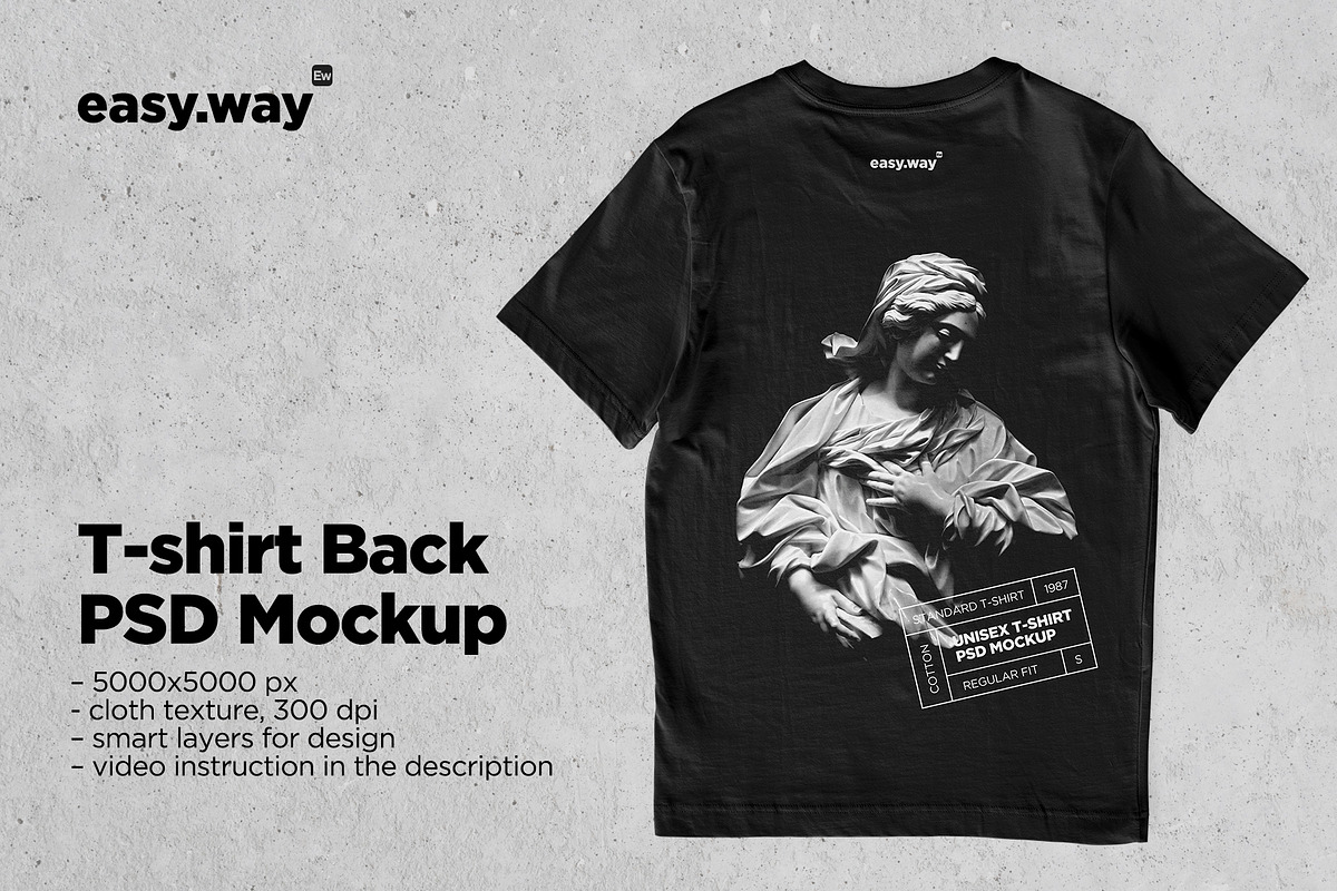T-Shirt Back View PSD Mockup, a Shirt Mockup by