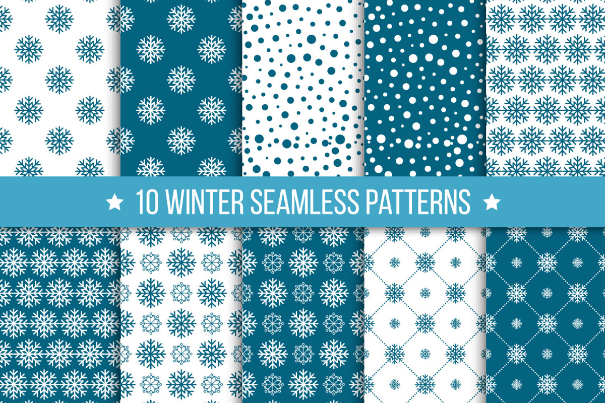 10 seamless pattern with snowflakes, a Background Graphic by mnke art studio