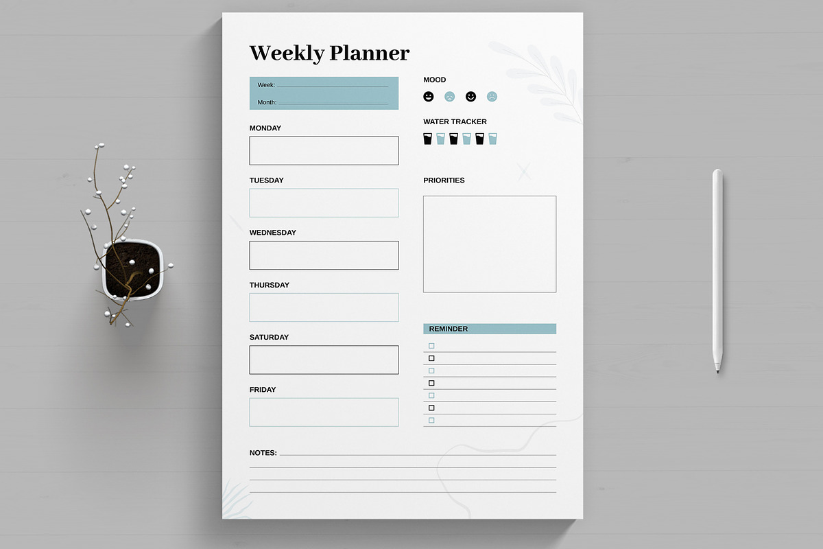 Weekly Planner Layout, a Stationery Template by MightyDesign (Photo 1 of 8)