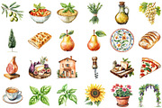 Tuscan Clipart Italian Watercolor Pn, an Illustration by Sublimation Artist (Thumbnail 2 of 6)