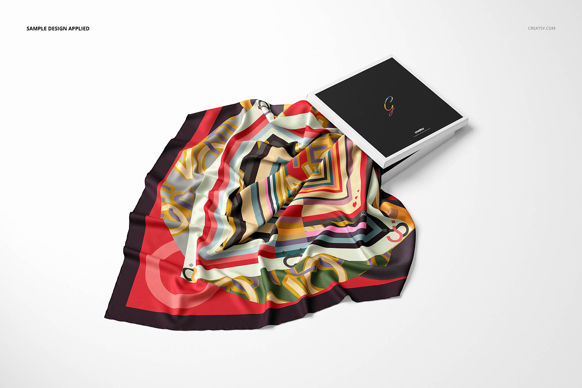 Twill silk Scarf Mockup Set, a Packaging Mockup by creatsy5 (Photo 11 of 16)