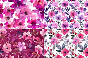 Magenta Watercolor Floral Patterns