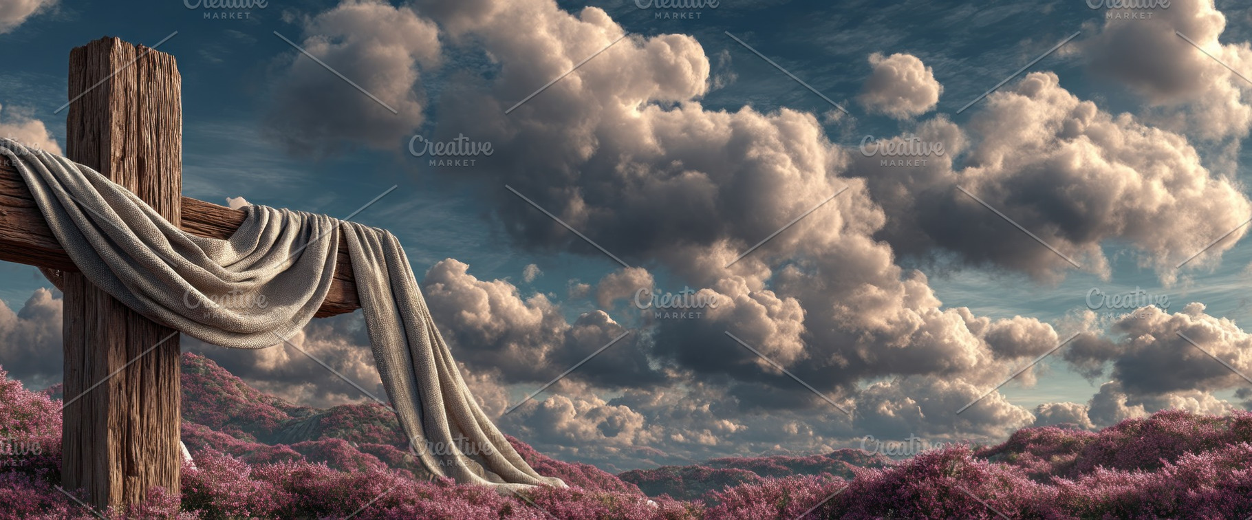 Wooden Cross Draped With Cloth in Dramatic Cloudy Sky Over Seren, a Nature Photo by José Manuel Gelpi