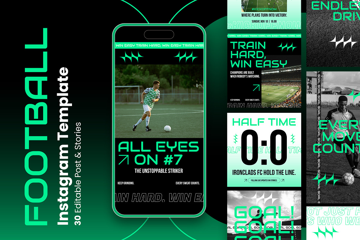 Football Instagram Template Kit, a Social Media Template by Nenjo Studio (Photo 5 of 5)
