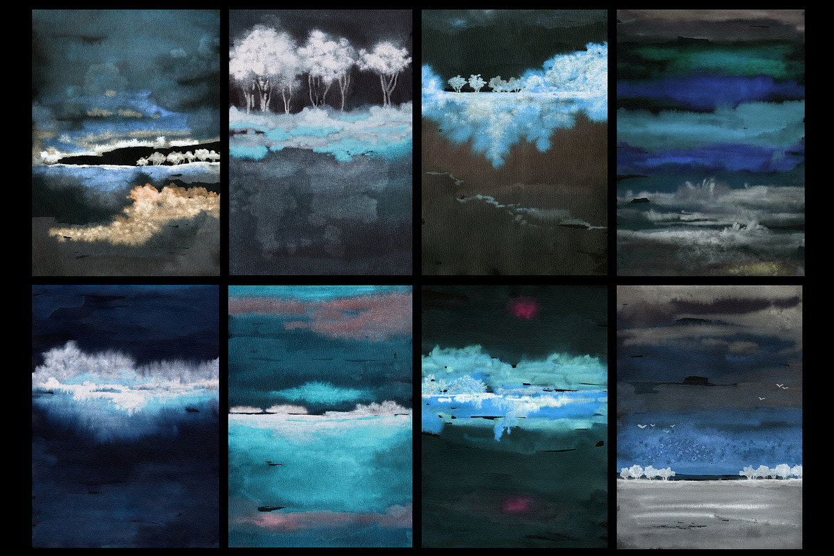 Dark Nights - Watercolor Art, a Background Graphic by Marmoris.Arts (Photo 4 of 14)