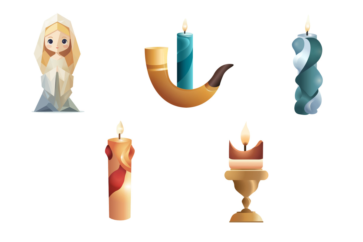 Candle Vector Clipart Set, a Decorative Illustration by InkyQueenArt (Photo 4 of 5)