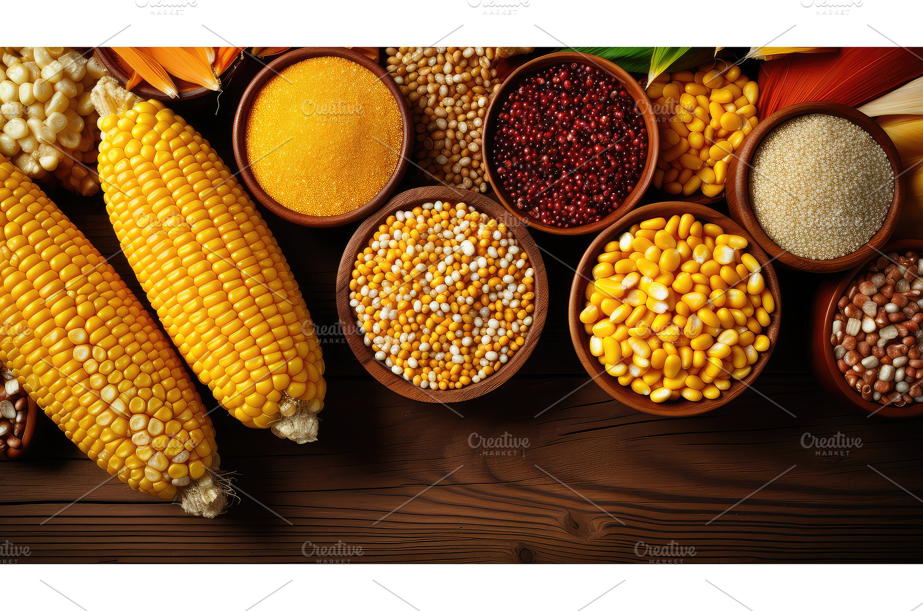 variety sweet corn background ai, a Food & Drink Photo by pikepicture