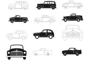 Cars Outlines & Silhouettes Set 3