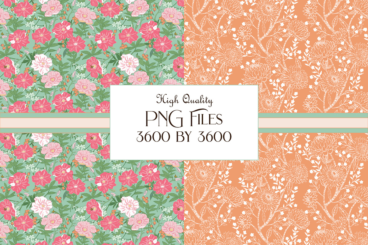 Morris Inspired Patterns Mint Coral, a Pattern Graphic by RachelStudio (Photo 4 of 5)