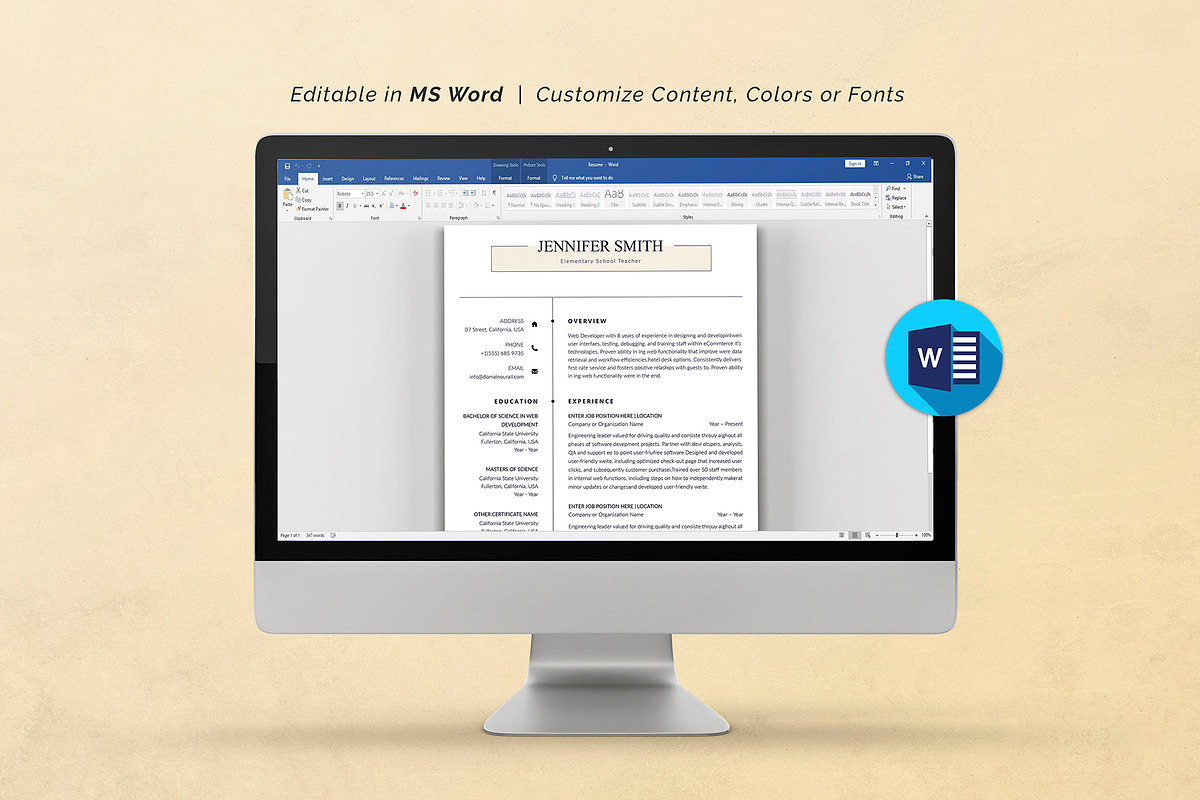 Canva Teacher Resume Template, a Resume Template by DesignDevisers (Photo 8 of 10)
