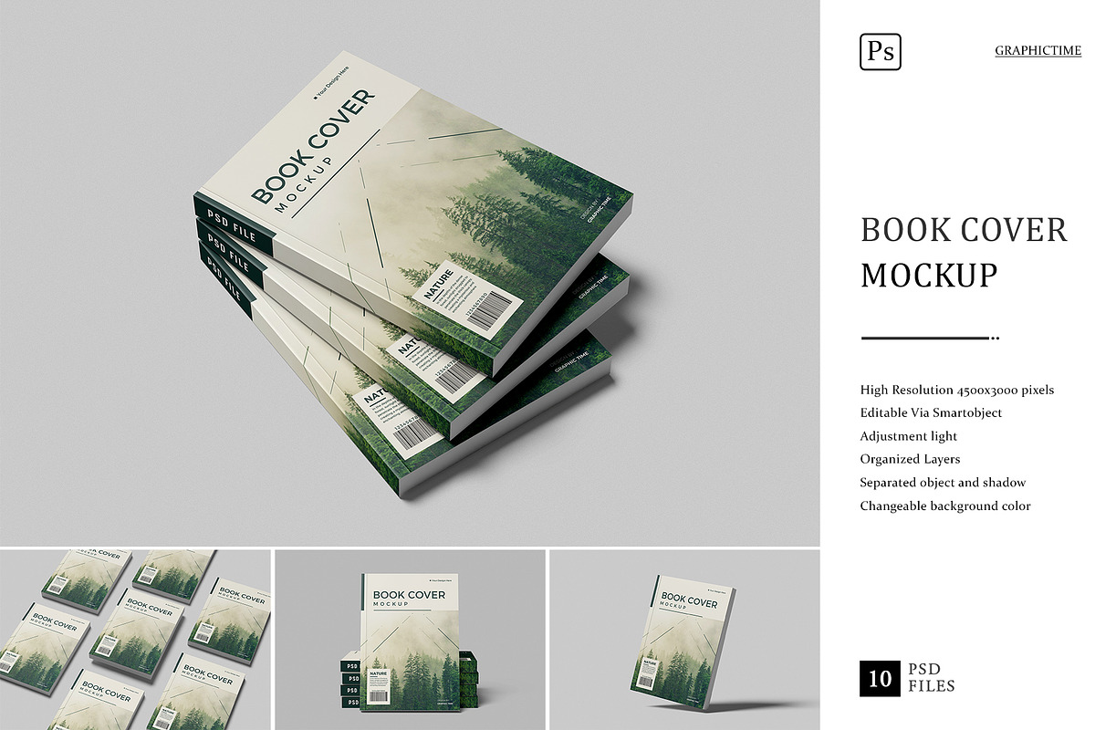 Book Cover Mockup, a Books & Magazine Mockup by graphictime (Photo 1 of 12)