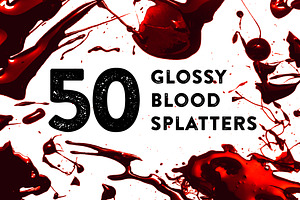 50 Glossy Blood Splatters