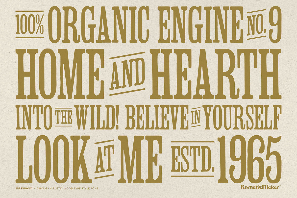 FIREWOOD - A Wood Type Style Font, a Serif Font by Komet & Flicker (Photo 9 of 14)
