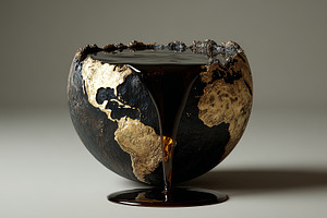 Oil barrel earth draining, an Abstract Photo by Design Store