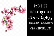 Watercolor Sakura Blossoms Clipart, an Illustration by Designking (Thumbnail 4 of 5)