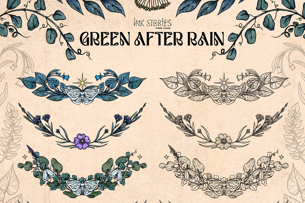 Green After Rain Botanical Set, an Object Illustration by Ink Stories (Photo 9 of 13)