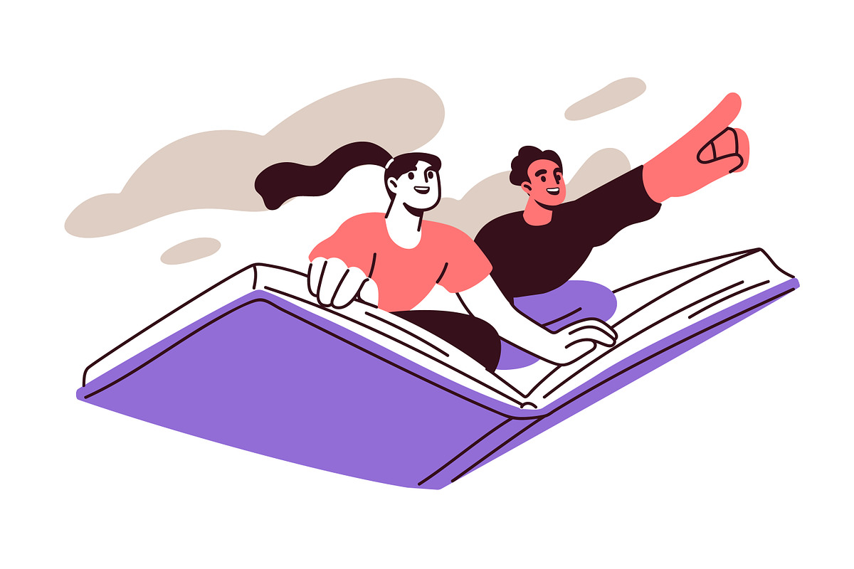 Readers with books concepts set, a Person Illustration by Good Studio (Photo 8 of 15)