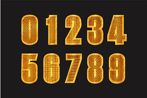 Golden Metallic numbers 0-9., an Illustration by BabySofja