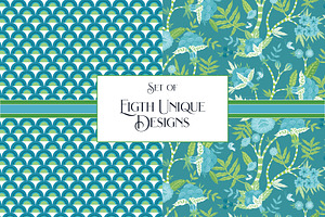 Chinoiserie Blue Green Patterns