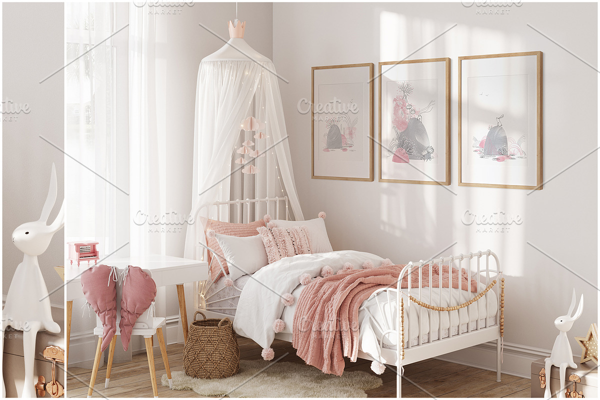 Kids Wall & Frame Mockup Bundle 7, a Print Template by Yuri-U (Photo 7 of 22)