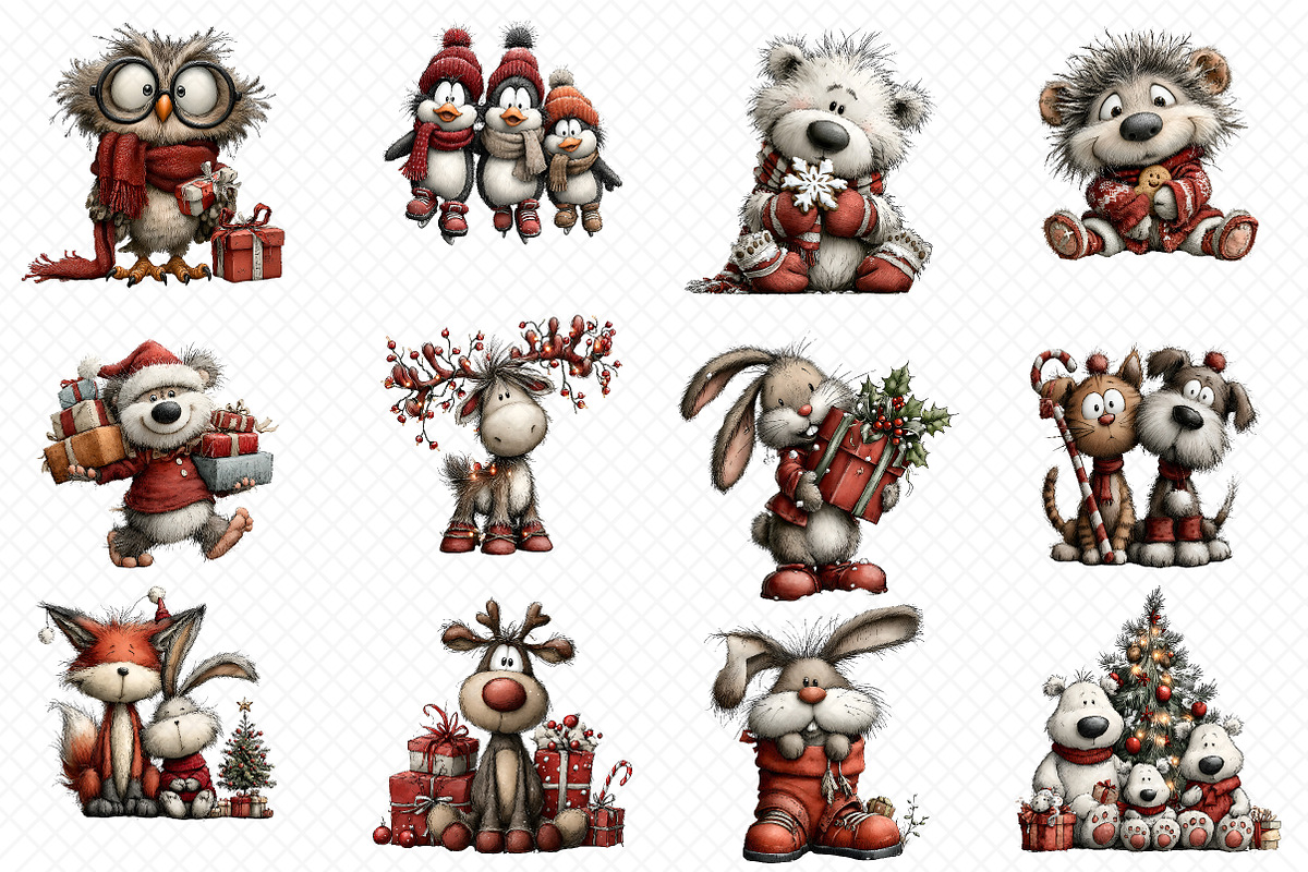 Whimsical Christmas Animal Clipart, an Illustration by cherrydesign (Photo 2 of 3)