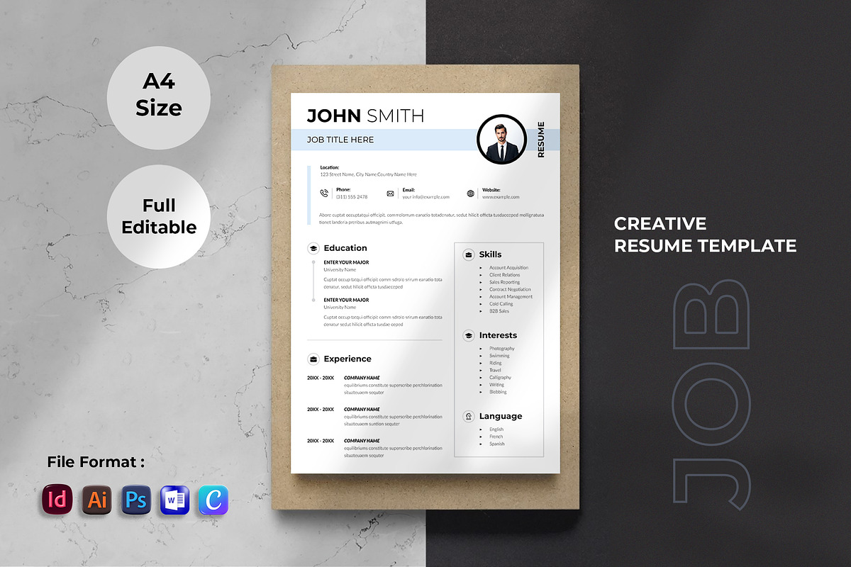 Resume | Indd, Eps, Psd, Word, Docx, a Resume Template by Spark_Creative (Photo 1 of 4)