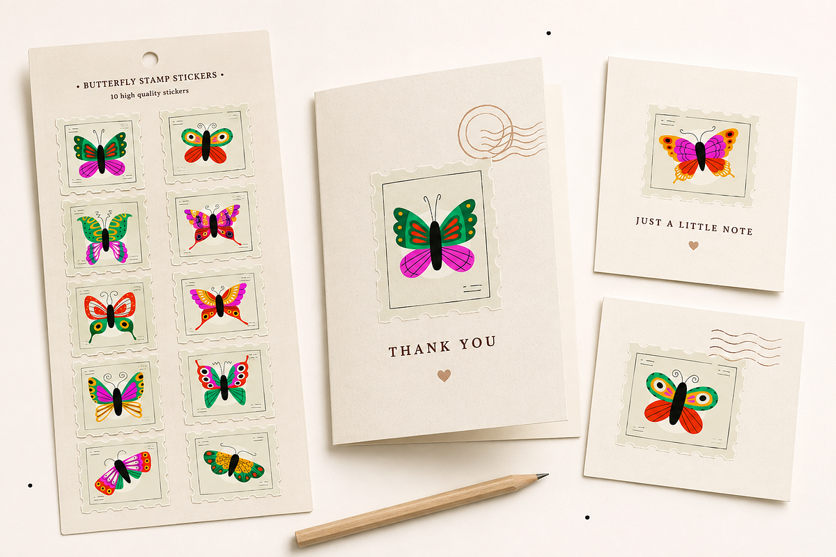 Vintage Postage Stamp Graphics, a Decorative Illustration by Anna Studio (Photo 3 of 12)