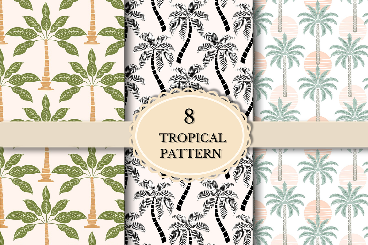 Palm Tree Tropical Seamless Patterns, a Pattern Graphic by wind mill (Photo 1 of 3)