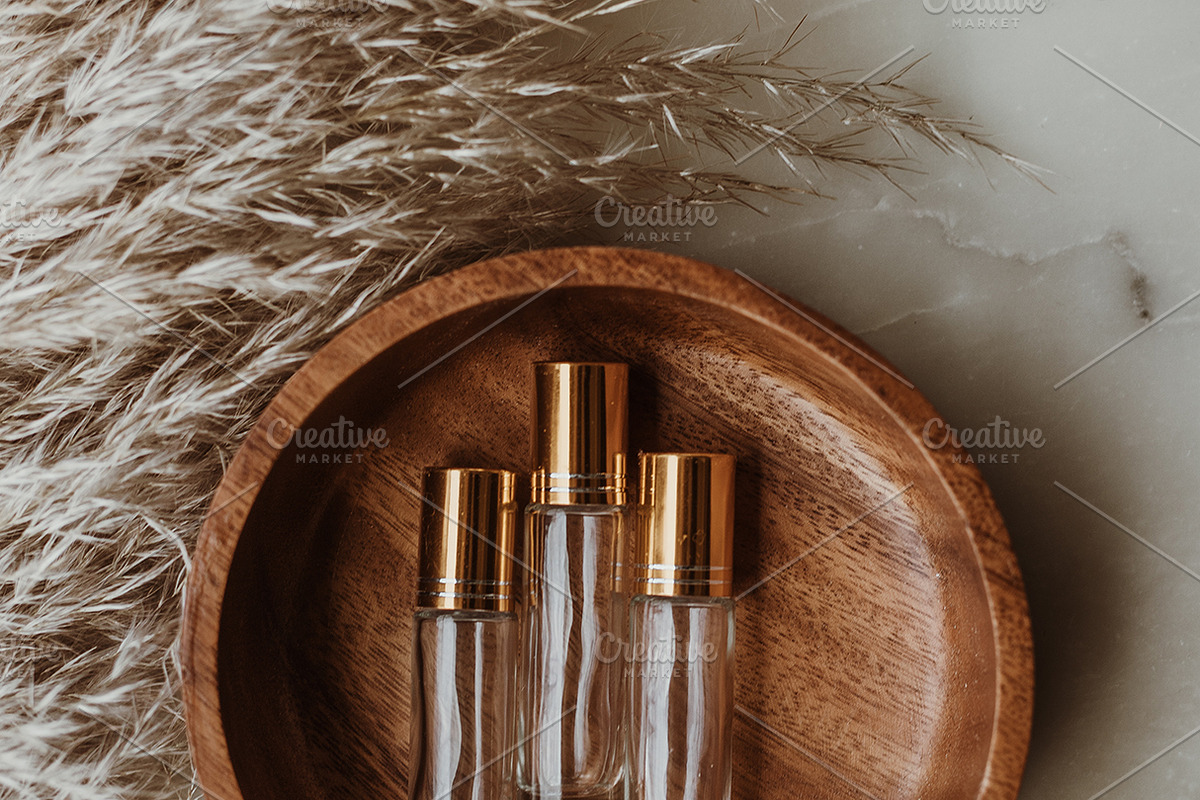 Glass Rollers and Pampas Flat Lay, a Health & Medical Photo by Wild Wander Collective (Photo 1 of 2)