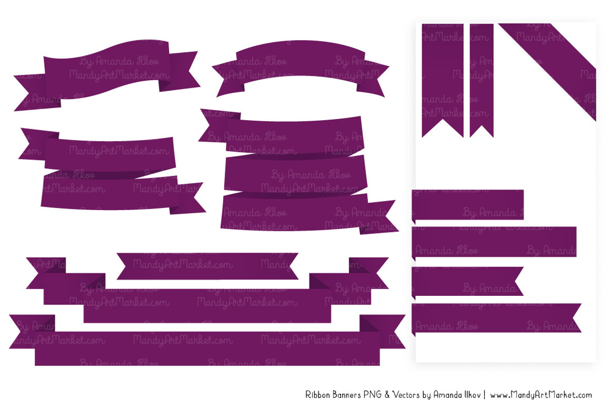 Plum Ribbon Banner Clipart, an Illustration by Amanda Ilkov (Photo 4 of 4)