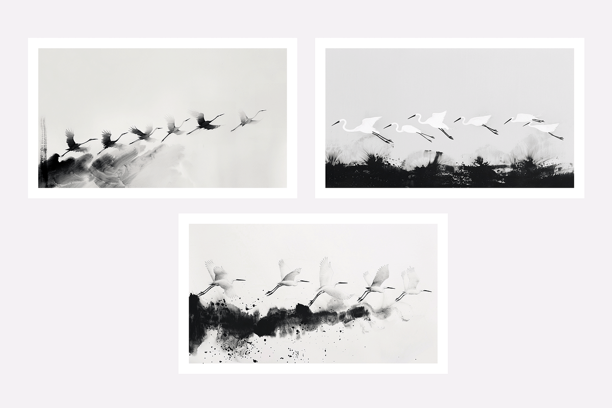 Gret Collection · Egrets in Flight, an Animal Illustration by milatovar (Photo 2 of 17)