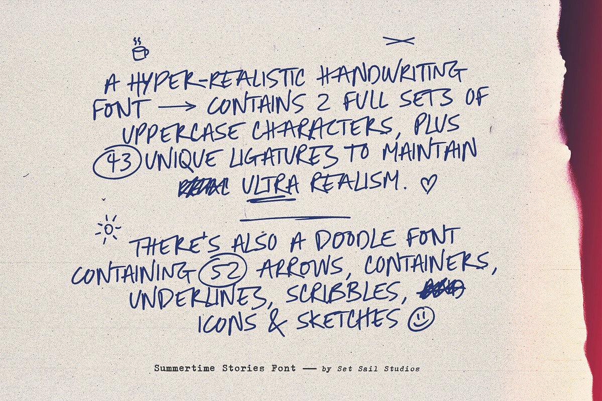 Summertime Stories, a Handwritten Font by Sam Parrett (Photo 2 of 9)