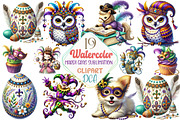 Watercolor Mardi Gras  Sublimation, an Illustration by DreamCafeArt (Thumbnail 1 of 3)