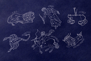 Zodiac Constellations Set & Pattern