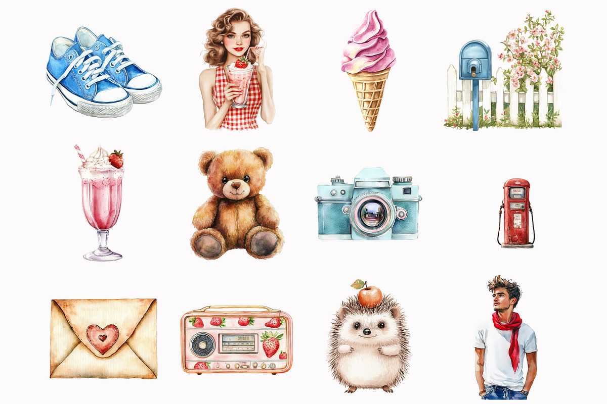 Watercolor Americana Girl Clipart, an Illustration by Design Market (Photo 3 of 5)