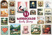 Reading Books Postage Stamp Clipat, an Illustration by CreationArt (Thumbnail 1 of 9)