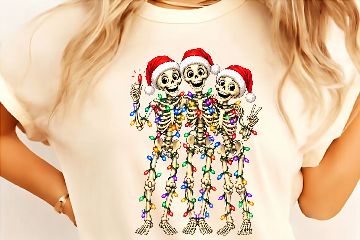 Funny Christmas Skeleton Santa Hat, a Seasonal Illustration by designcity5 (Photo 4 of 4)