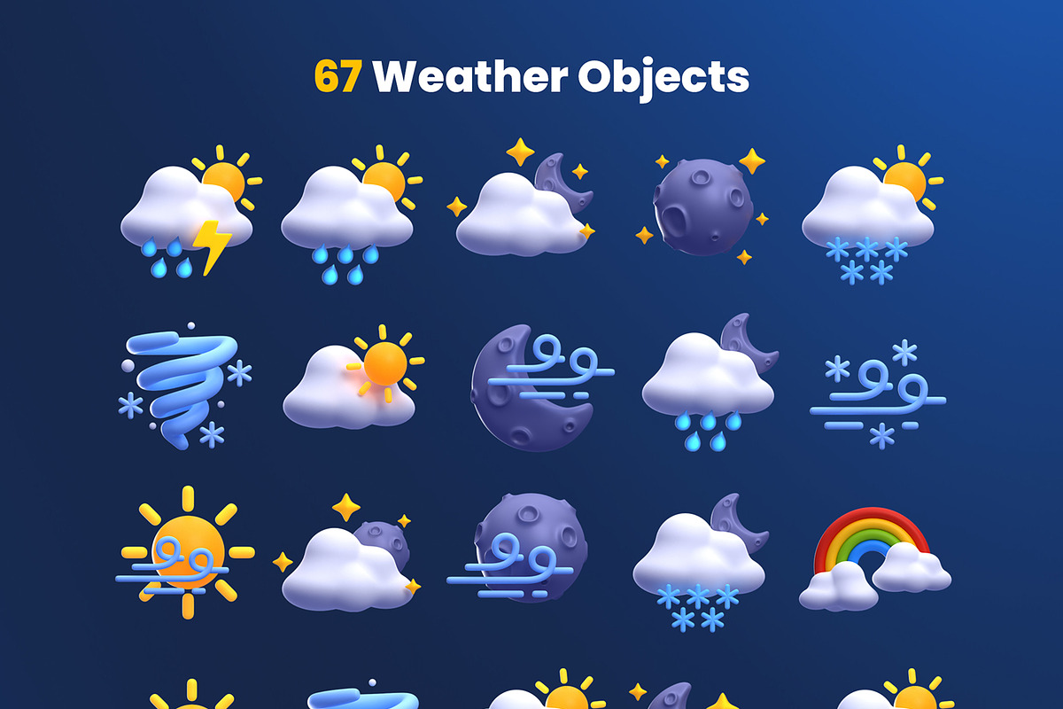 Weather 3D Icons, an Object 3D Model by Rakata Studio (Photo 7 of 7)