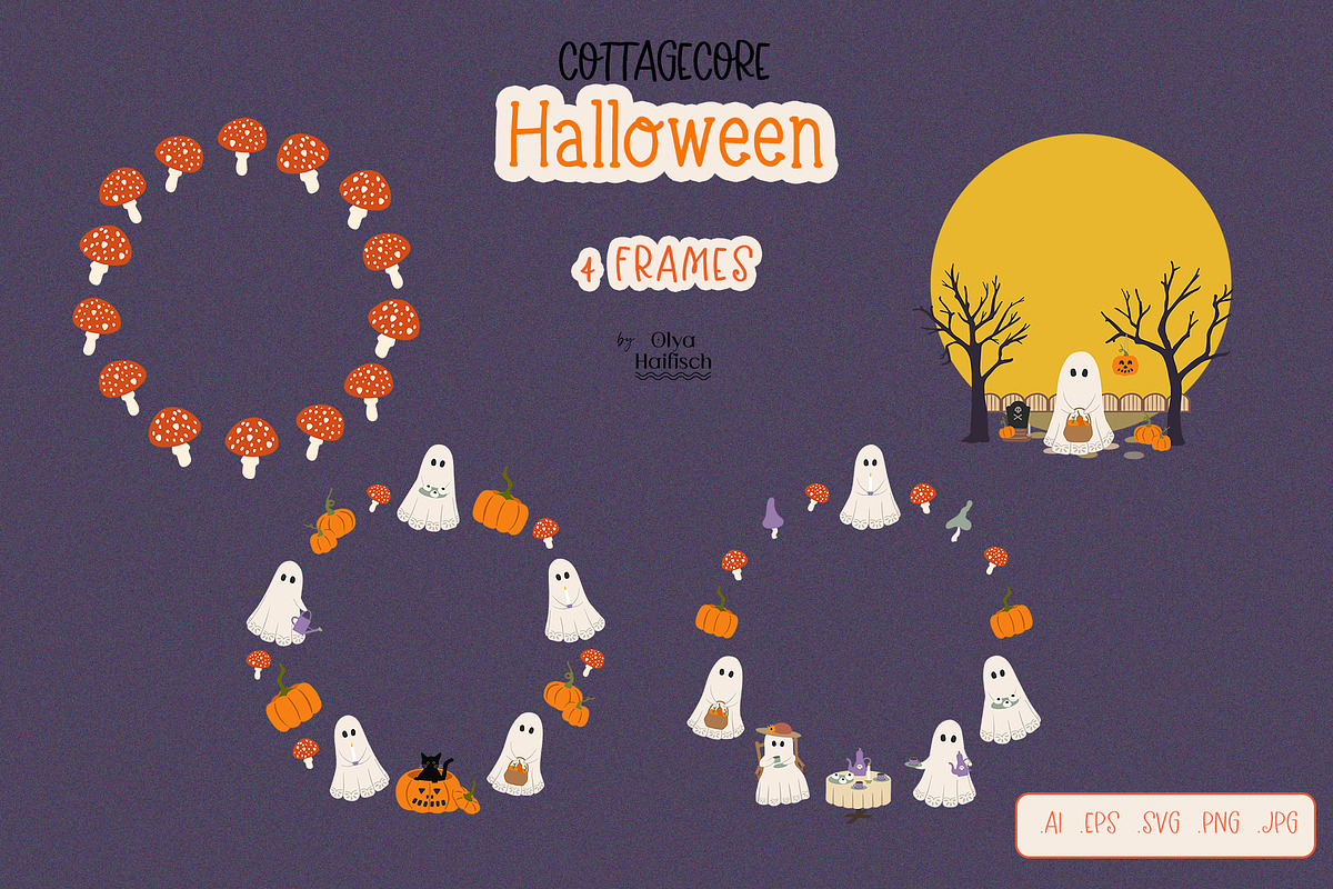 Cottagecore Halloween graphics, a Seasonal Illustration by Olya Haifisch (Photo 8 of 9)