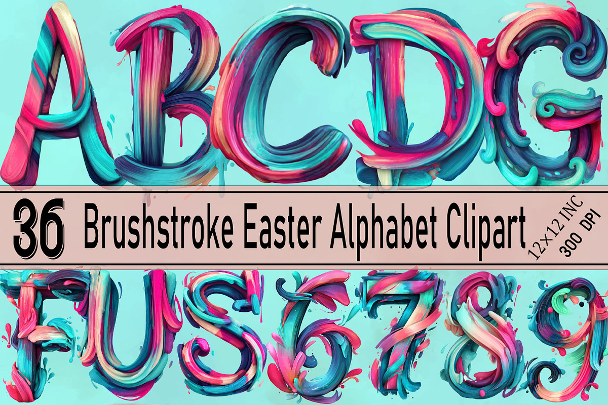 Brushstroke Easter Alphabet Clipart, an Illustration by SVGArt (Photo 1 of 9)