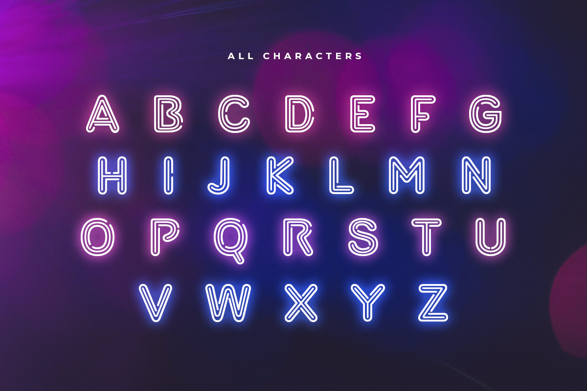GLOWING - Neon Light Party Font preview 7