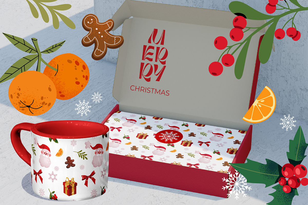Merry Christmas clipart + patterns, a Seasonal Illustration by UnaAnya (Photo 8 of 8)