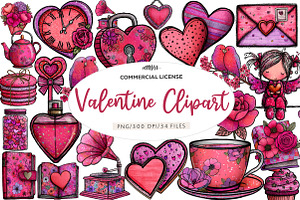 Watercolor Valentine Clipart, an Illustration by CreationArt
