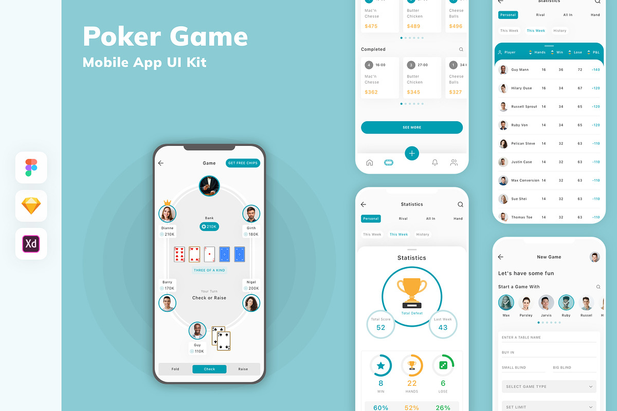 Poker Game Mobile App UI Kit, an UI Kit Template by uicube