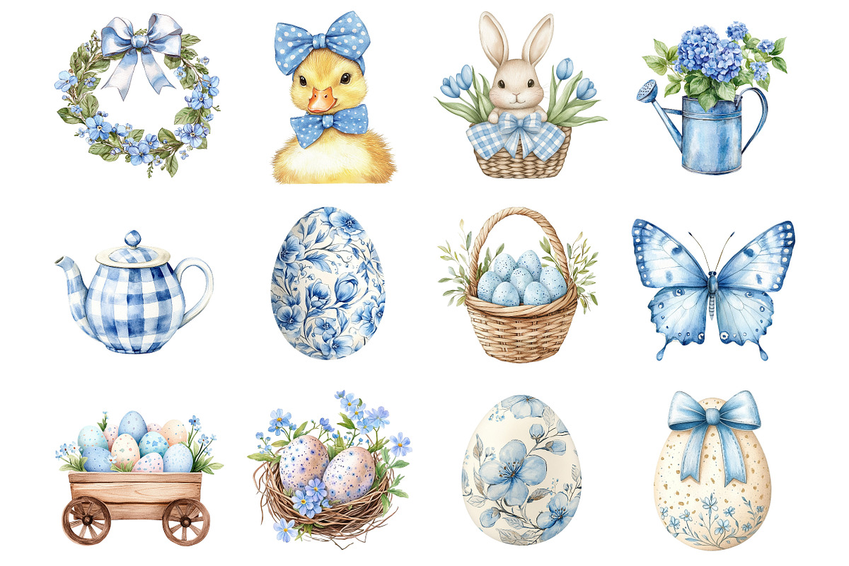 Pastel Blue Easter Clipart, a Seasonal Illustration by Design Market (Photo 5 of 5)