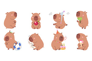 Cute capybara. Fatty funny capybaras, an Animal Illustration by Valerie Bodnar