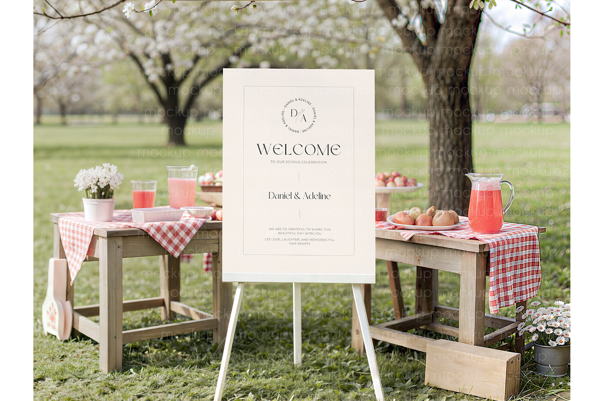 Spring Picnic Welcome Sign Mockup, a Product Mockup by MockupWizard